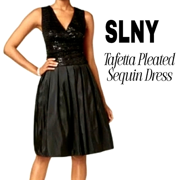 SLNY Dresses & Skirts - 🎀Clearance🎀 NWT Gorgeous sequin taffeta cocktail prom dress Wedding Guest